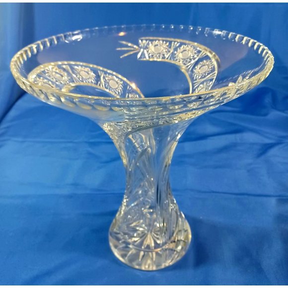 Vintage Large 12" Spiral Hand Cut Lead Crystal Glass Statement Vase - Picture 13 of 16